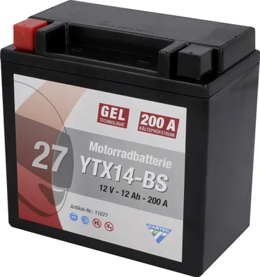 Produktbild von Cartec Gel Motorradbatterie YTX14-BS 14Ah 260A