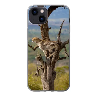 Produktbild von MuchoWow® Handyhülle Schutzhülle Hülle für iPhone 13 Leopard - Baum - Tier Silikon Softcase Handy Hülle - Karteninhaber