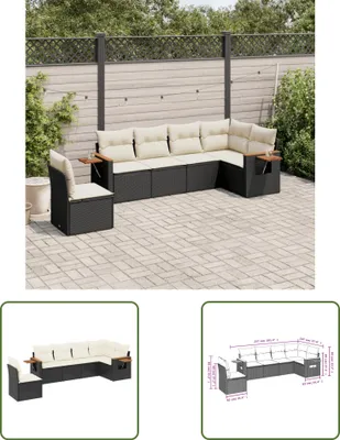 Produktbild von The Living Store 6-tlg. Garten-Sofagarnitur mit Kissen Schwarz Poly Rattan