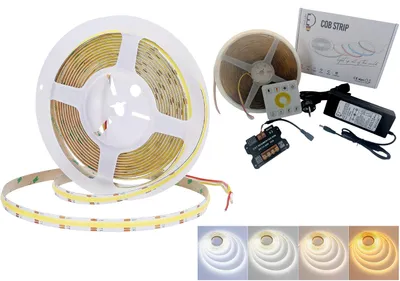 Produktbild von 10 Meter COB CCT ( 2700K–6500K einstellbar) LED Streifen Set. 24V, Dimmbar, 560 LEDs/M, Selbstklebend Led Band, Touch Panel, Kalt/Neutral/Warm-Weiß