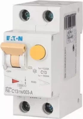 Produktbild von Eaton FI/LS Kombination, 13 A, 30 mA, LS-Charakteristik: C, 1p+N, FI-Charakteristik: A 236963