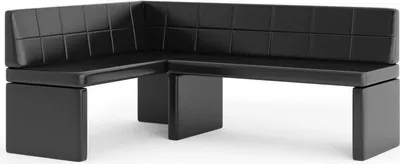A black sectional bench with a tufted backrest, shown against a white background.