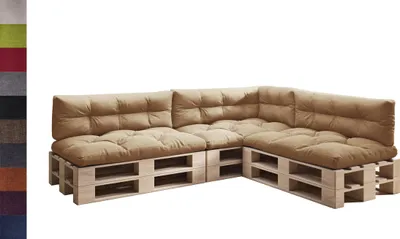 Produktbild von sunnypillow Palettenkissen für Palettenmöbel - 7er Set - Palettenauflage 120 x 80 für Palettensofa - Palettenpolster für Garten, Gesteppte Kissen für Europaletten - Sitzkissen & Rückenkissen Beige