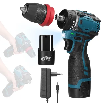 Obrázok produktu pre 18V akumulátorový vŕtací skrutkovač 2v1, elektrický skrutkovač, bezkartáčový motor s krútiacim momentom 45 Nm, 2 rýchlosti, nastavenie otáčok, s 2 batériami