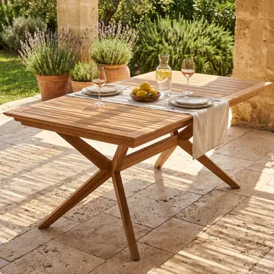 Immagine prodotto di Milani Home - tavolo da giardino rettangolare allungabile, legno di acacia, 10 posti, marrone, piano 180/240 x 90 cm