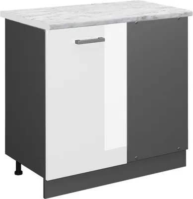 Image de Meuble d'angle Vicco R-Line Blanc Haute brillance 86cm PT Marbre, Model 45666
