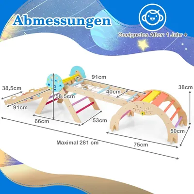 Produktbild von Montessori 9-in-1 Kletterset mit Rutsche und Rampe