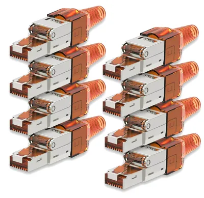 Produktbild von Netzwerkstecker CAT7 RJ45 8 Netzwerk Stecker geschirmt Werkzeuglos Zugentlastung