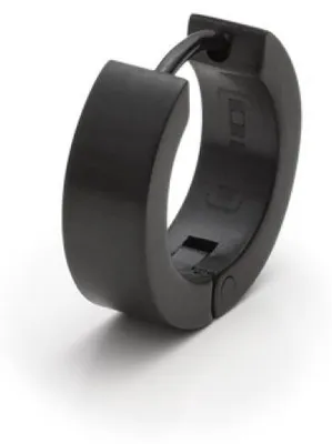 Produktbild von Monomania 30155H Ohrring Creole Herren Einzeln Schwarz Edelstahl Ø 10 mm
