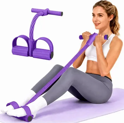 Imagen del producto de Entrenador abdominal con 6 bandas elásticas, bandas de fitness multifuncionales, con agarres, para ejercicios de abdominales