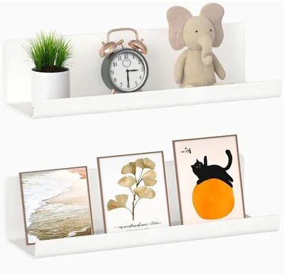 Productafbeelding van Wandplanken set van 2, zonder boren, 32 cm, kunststof, wit