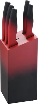 Immagine prodotto di MICHELINO Set di coltelli da 6 pezzi Set di coltelli + ceppo di coltelli rosso opaco 47017