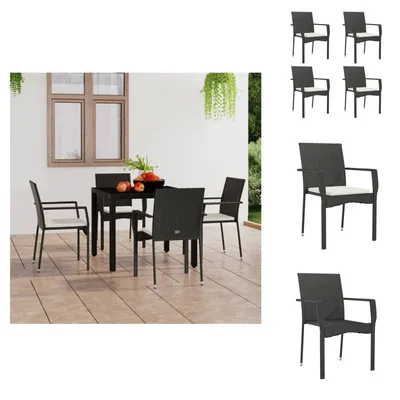 Produktbild von vidaXL Gartenstühle mit Kissen 4 Stk. Poly Rattan Schwarz -  Gartenstühle