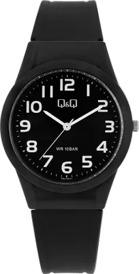 Produktbild von Q&Q Uniuhr mit Silikonarmband, 10 Bar, schwarz