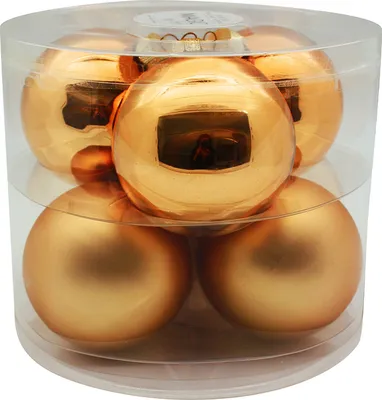 Produktbild von Weihnachtskugeln Glas 10cm, 6 Stück, Farbe:Brokat Gold glanz matt