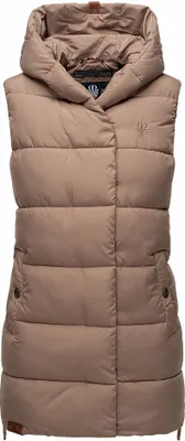 Produktbild von Navahoo Damen Weste Herbst Steppweste Kapuze Übergangsjacke Bodywarmer Madilynaa Taupe Gr. 44 - XXL