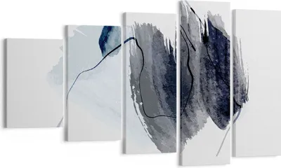 Produktbild von Bild auf Leinwand - Leinwandbild - 5 Teile - Blau Grau Aquarell - 100x60cm - Wand Bild - Wanddeko - Wandbilder - Leinwanddruck - Bilder - Wanddekoration - Leinwand bilder - Wandbild - EG100x60-4975