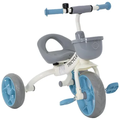 Image de Tricycle enfant šŠvolutif, tricycle pour enfants de 2 š€ 5 ans avec panier avant et roues EVA, 72 x 52 x 61 cm, bleu