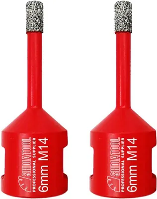 Zdjęcie produktu dla Wiertło diamentowe do płytek 6 mm, 2 sztuki, M14, do płytek, porcelany, ceramiki, marmuru, granitu