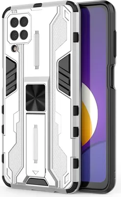 Produktbild von Galaxy M12 Hülle, Dual Layer PC TPU Bumper Stoßfest Ständer Schutzhülle für Samsung Galaxy M12 Silber