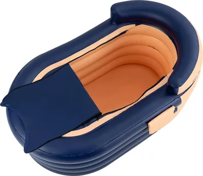 Produktbild von Aufblasbare Badewanne für Erwachsene - YG-C123140-4 - Faltbar - Elektrische Luftpumpe 30 W, ca. 1 Min - 84×140×74 cm - Mit Abdeckung - Blau/Orange