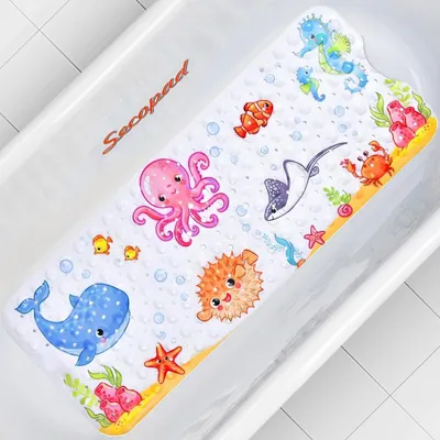 Productafbeelding van Antislip badmat voor kinderen - Met octopusmotief - 100 x 40 cm - Roze