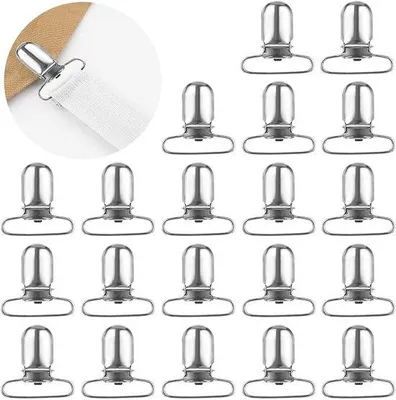 Produktbild von Metallische Bänderhalter - Kettenhalter - Einklemmer für Schraubverschlüsse - Reißverschluss - Schlauchhalter - Silberfarbene Halterungen 36 x 15 mm