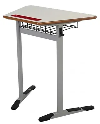 Zdjęcie produktu dla Zestaw szkolny – nowoczesny, ergonomiczny, szary; biurko szkolne białe; krzesło; biurko pojedyncze