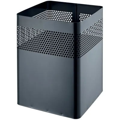 Zdjęcie produktu dla helit Stahl-Papierkorb, mit Lochdeckor, 15 Liter, schwarz aus Metall, quadratisch (H2515995)