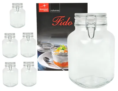 Produktbild von 6er Set Einmachglas Bügelverschluss Original Fido 3,0L Vorratsgläser incl. Bormioli Rezeptheft