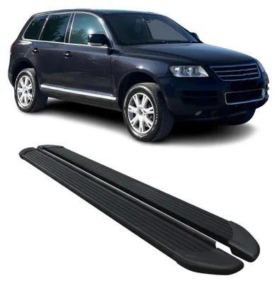 Image de Marchepieds Latéraux pédale pour VW Touareg 2003-2010 Aluminium Noir 2Pcs