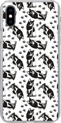 Produktbild von MuchoWow® Handyhülle Schutzhülle Hülle für Telefoonhoesje iPhone Xs Muster - Katze - Schwarz - Weiß - Jungen - Mädchen - Kinder - Kind Silikon Softcase Handy Hülle - Handytasche
