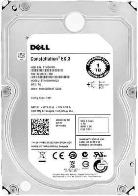 Produktbild von Festplatte Dell 1Tb ST1000NM0023 128Mb Cache 7200Rpm Sas II 0FNW88 3,5" Zoll