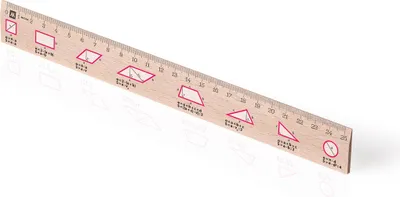 Produktbild von Metrie, Didakt-M07 Holzlineal, bedrucktes Geometrische Formen, 25 cm