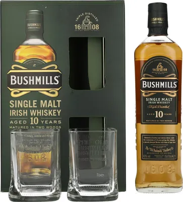 Produktbild von Bushmills 10 Jahre Single Malt Irish Whiskey In-Pack Geschenkset | 40 % vol | 0,7 l