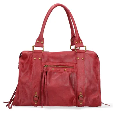 Produktbild von Elara Damen-Schultertasche aus echtem Wildleder Blau Italy Blue Jeans UNICA 41x28x13 cm