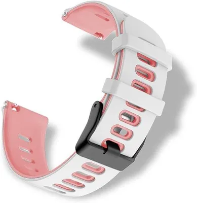 Produktbild von Silikon Sportarmband 22mm, Wasserfest, Herren- und Damen-Armband, Weiß-Rosa
