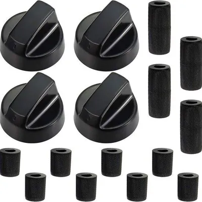 Produktbild von 4-teilig Ersatzset für Drehknopf, innere Durchmesser 6-8mm, Ersatzteil für Ofenknopf, schwarz