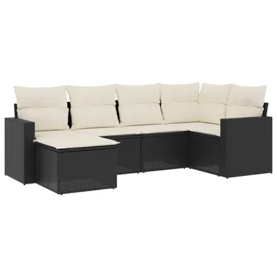 Produktbild von vidaXL 6-tlg. Garten-Sofagarnitur mit Kissen Schwarz Poly Rattan