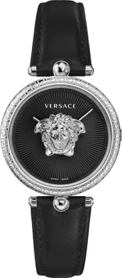 Produktbild von Versace VECQ01020 Palazzo silber schwarz Leder Armbanduhr Damen NEU