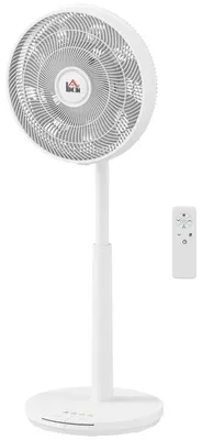 Obrázok produktu pre Tichý stojanový ventilátor s diaľkovým ovládaním, ventilátor s 12 rýchlosťami, časovač, nastaviteľný sklon a oscilácia, režimy spánku, biela farba