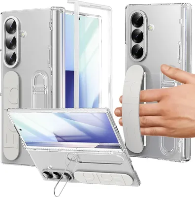 Immagine prodotto di Custodia con cinturino per Samsung Galaxy Z Fold 7 con protezione dello schermo, supporto e cerniera integrati Trasparente