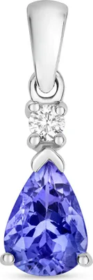 Produktbild von 9 Karat (375) Weißgold Damen - Diamant Anhänger mit Tansanit - 17mm*5mm; TRS3469