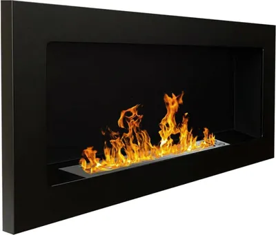 Image de Cheminée au bioéthanol Dsquizzat, cheminée écologique, feu sans fumée, chauffage à l'éthanol, Italy, 90x12 h39 cm, noir