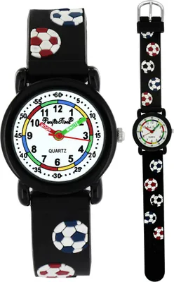 Produktbild von Pacific Time Kinder Armbanduhr Jungen Lernuhr Fußball schwarz 20275