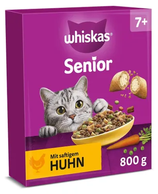 Productafbeelding van WHISKAS Senior droogvoer voor katten, 7 jaar en ouder, met kip, 5 x 800g