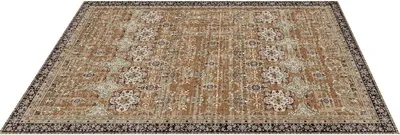 Productafbeelding van Groot vloerkleed, 7,5 x 9,5 voet (ongeveer 2,3 x 2,9 meter), antislip, geschikt voor binnen, vintage bruin en groen