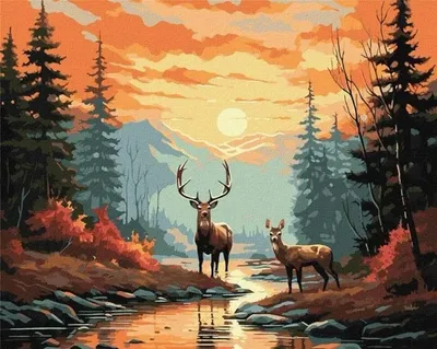 Produktbild von Malen nach Zahlen – Eleganter Hirsch 40 x 50 cm – Ideyka