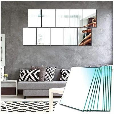 Produktbild von Spiegelfliesen Selbstklebend Glas 15x23cm 10 Stück DIY Wanddeko