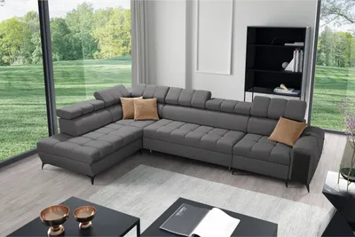 Produktbild von L-förmiges Sofa mit Schlaffunktion Eckcouch GREKO XI Grau Stoff AVRA 17 Linksseitig IM SOFA